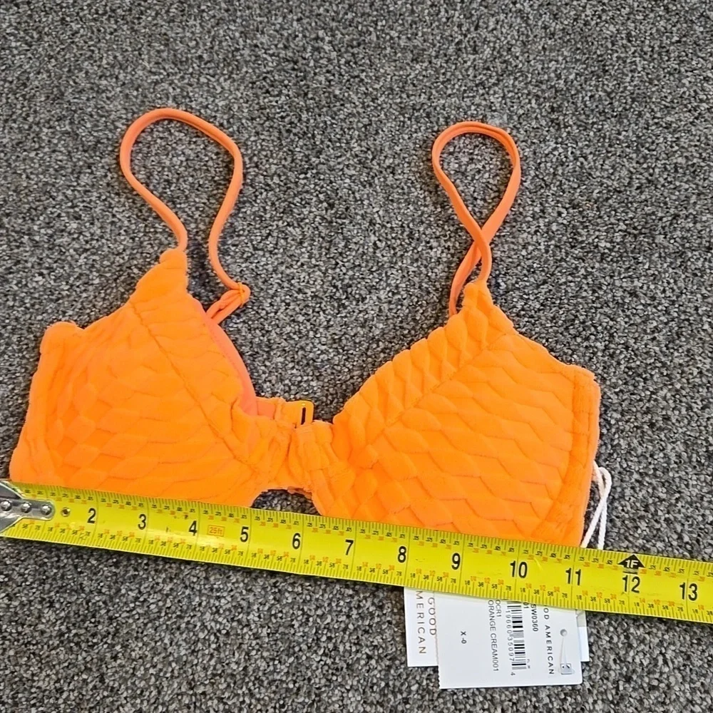 NWT Good American Women Orange Cream Bra Swim Bikini sz 0/XS